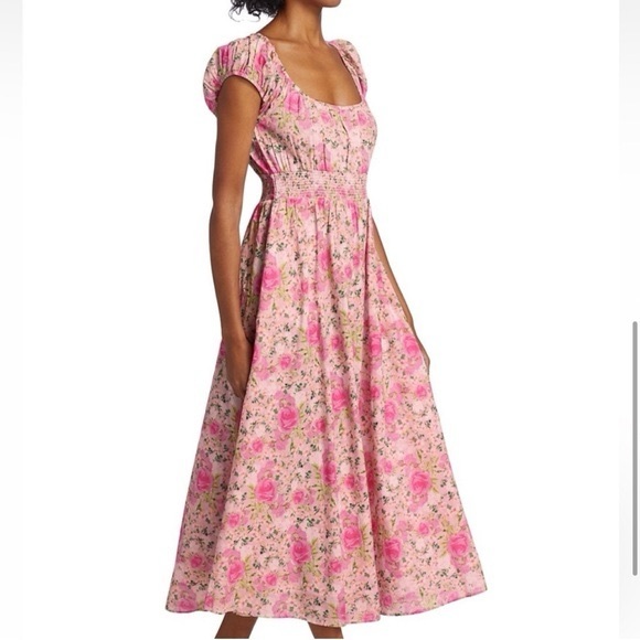 LoveShackFancy Vernon Smocked Maxi Dress Pink Magenta Flower Fields S - Picture 1 of 16